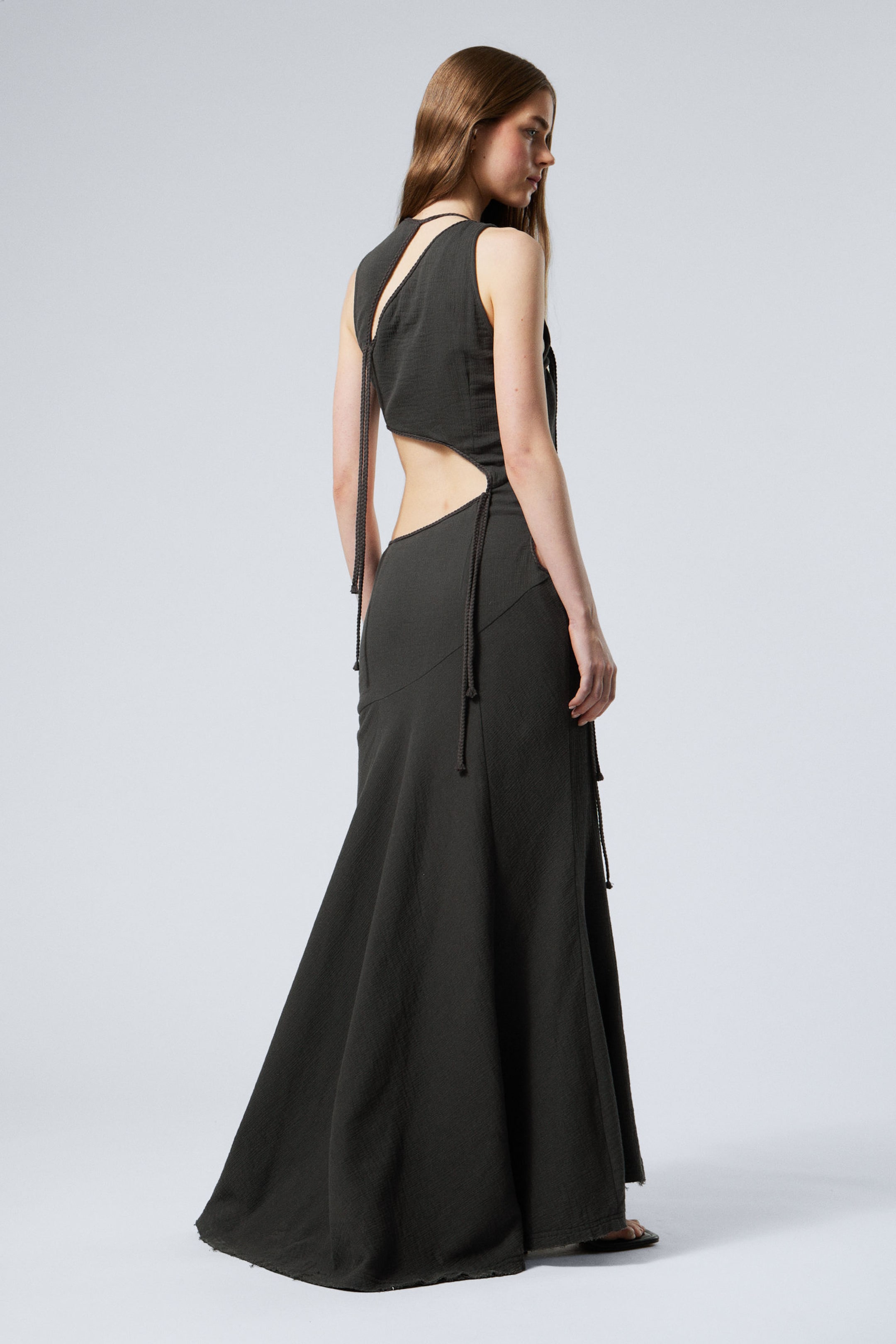 Dark Grey - Braided Cut-Out Maxi Dress - 3