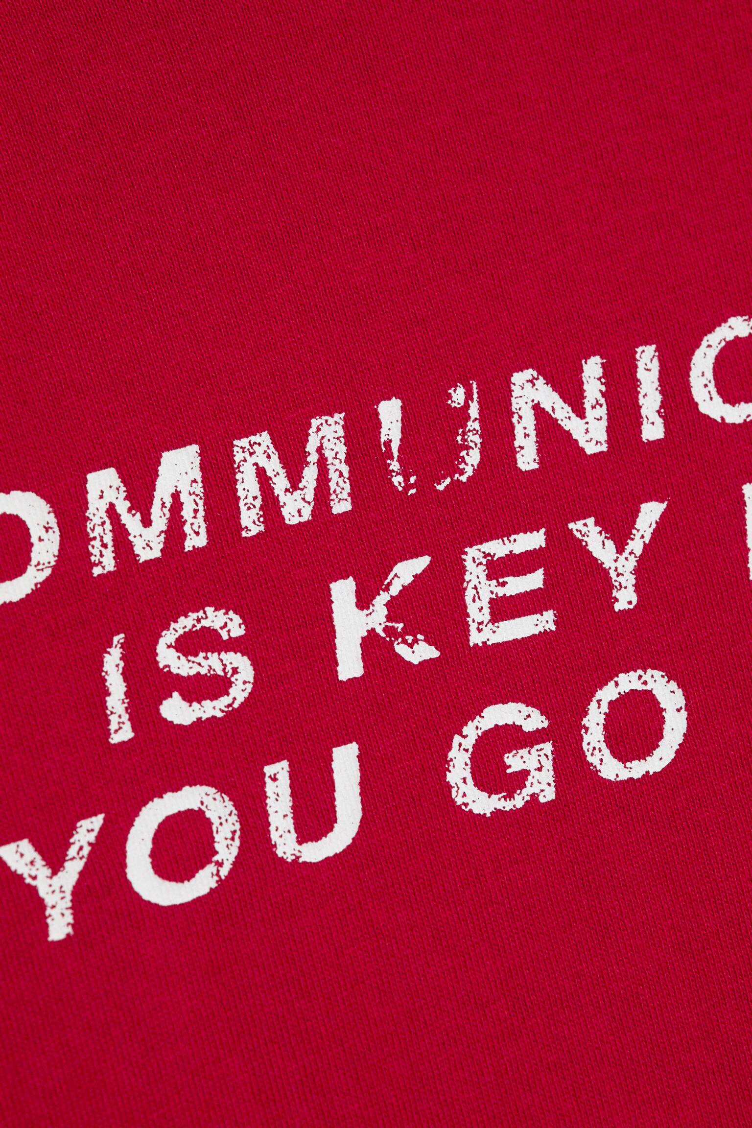 Boxy T-shirt met korte mouwen en print - Red - Communication/White - Misty Face - 2