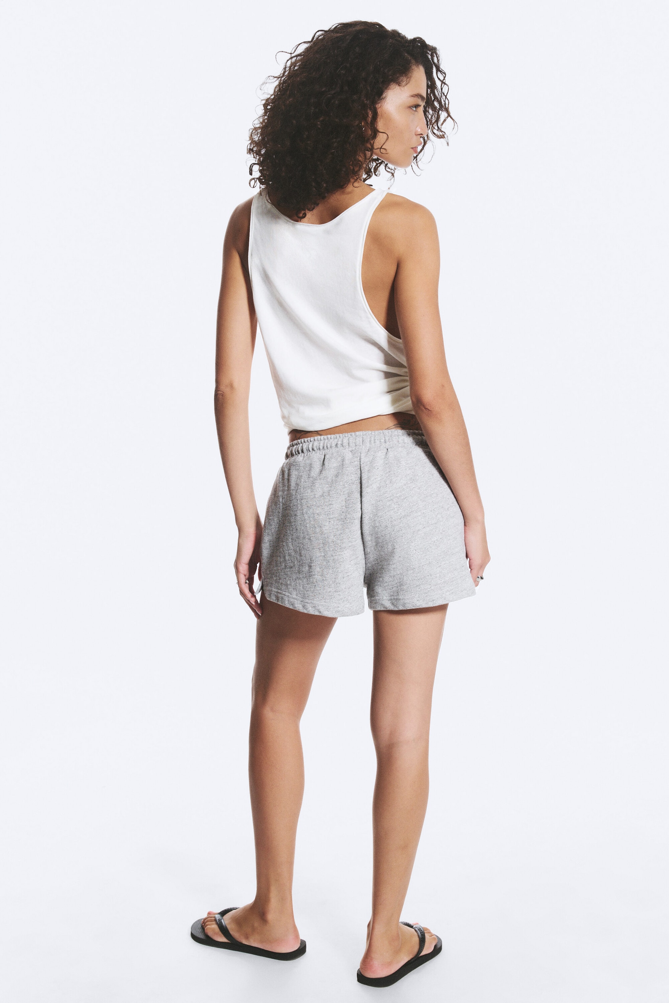 Hellgrau meliert - Frottee-Shorts mit normaler Passform - 2