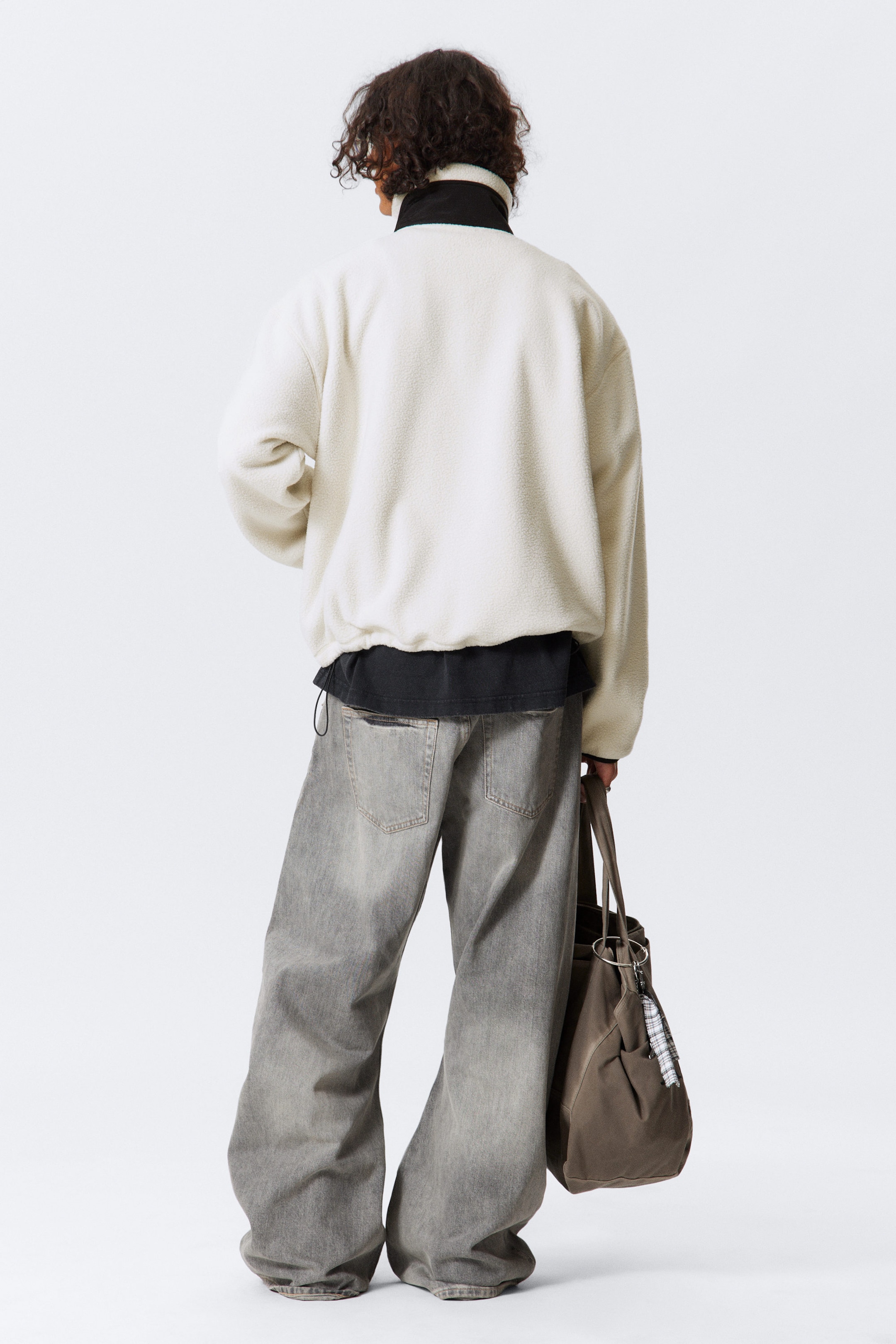 Blanc - Veste polaire zippée coupe ample - 2