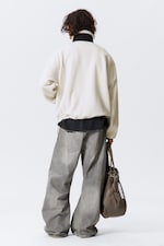 Blanc - Veste polaire zippée coupe ample - 2