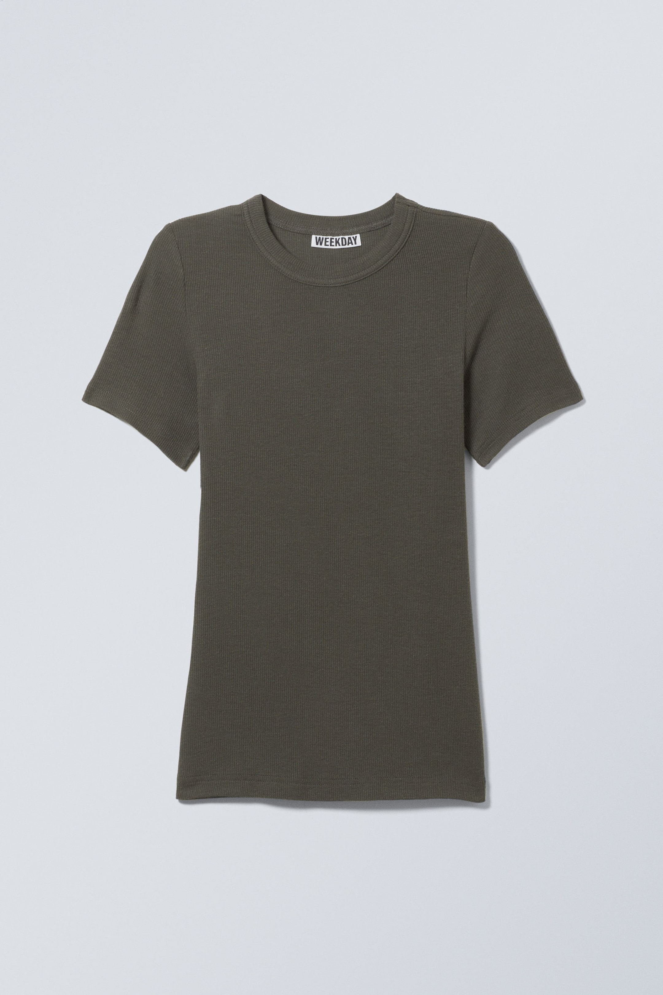 Dark Grey - Sheer Rib Short Sleeve T-shirt - 0