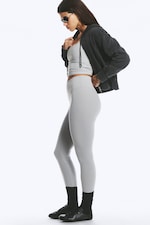Ljus dimgrå - Högmidjade sporttights - 2