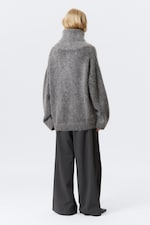 Mörkgråmelerad - Oversized turtleneck i mohairmix - 3