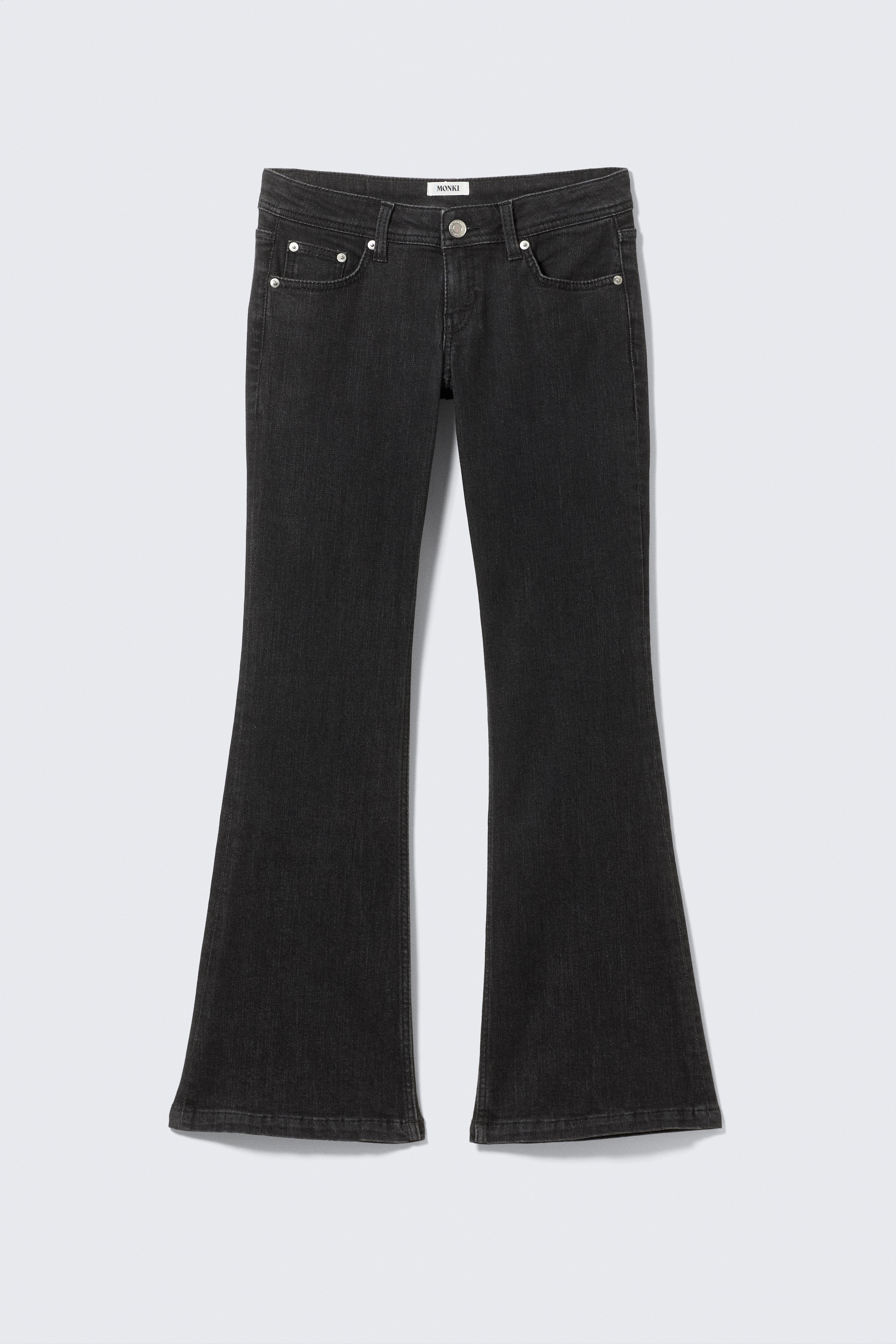 Matalavyötäröiset kapeat trumpettilahjefarkut - Ink Black – musta/Fresh Blue – keskisininen