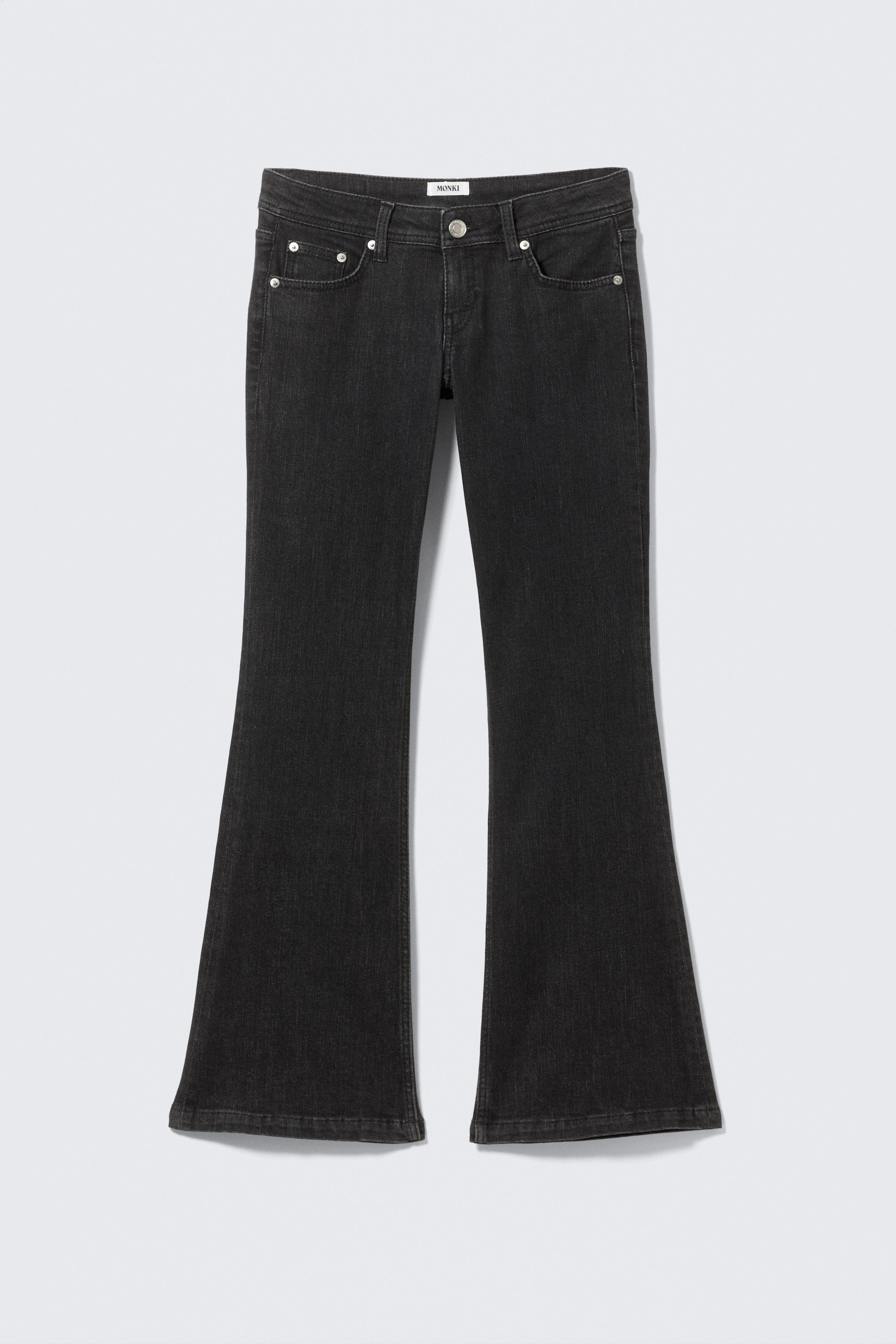 Ink Black - Black - Low Rise Slim Flared Leg Jeans - 4