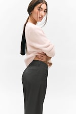 Dark Grey Melange - Low Rise Suiting Trousers - 2