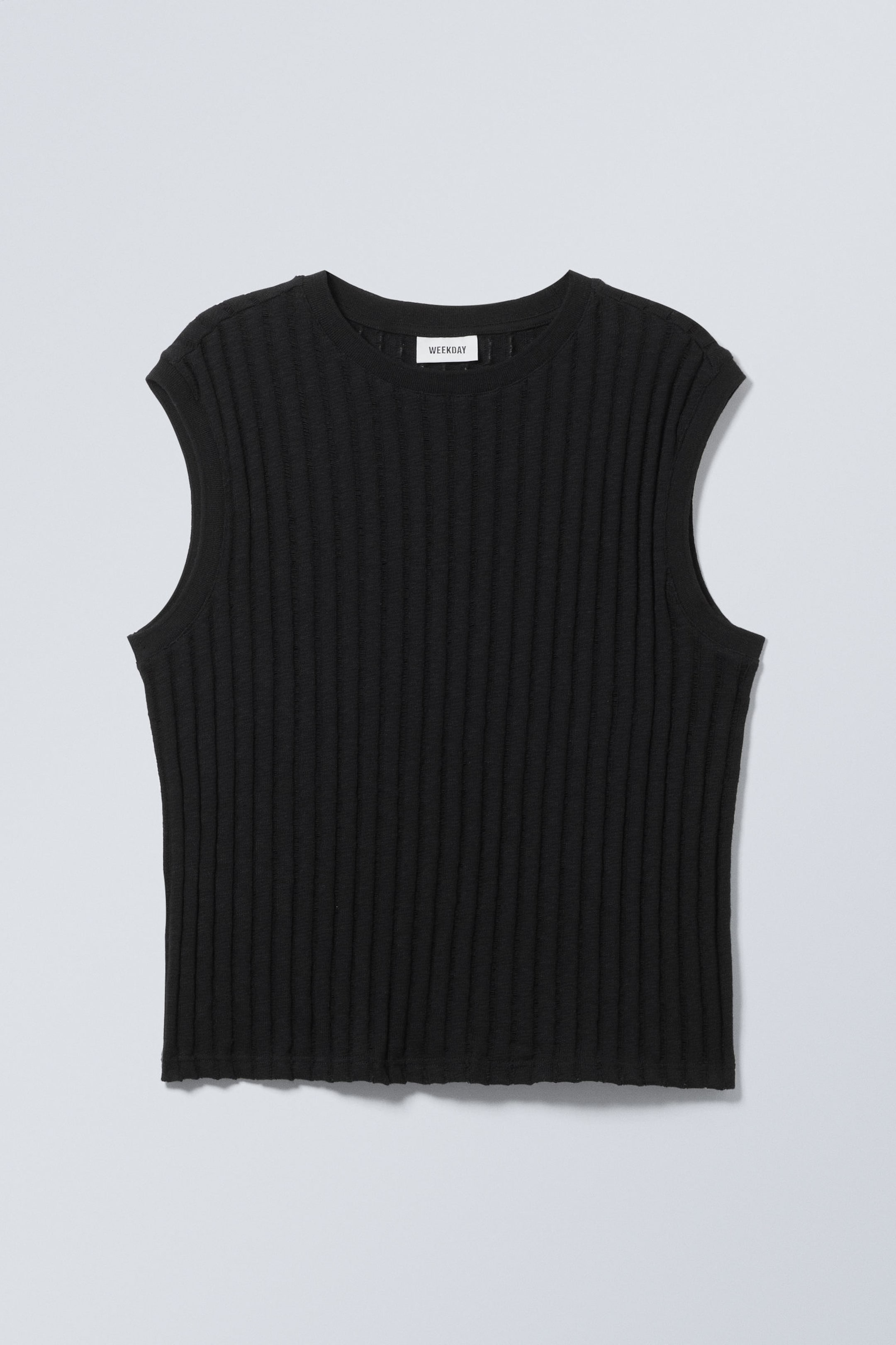 Black - Jacquard Knitted Tank Top - 0