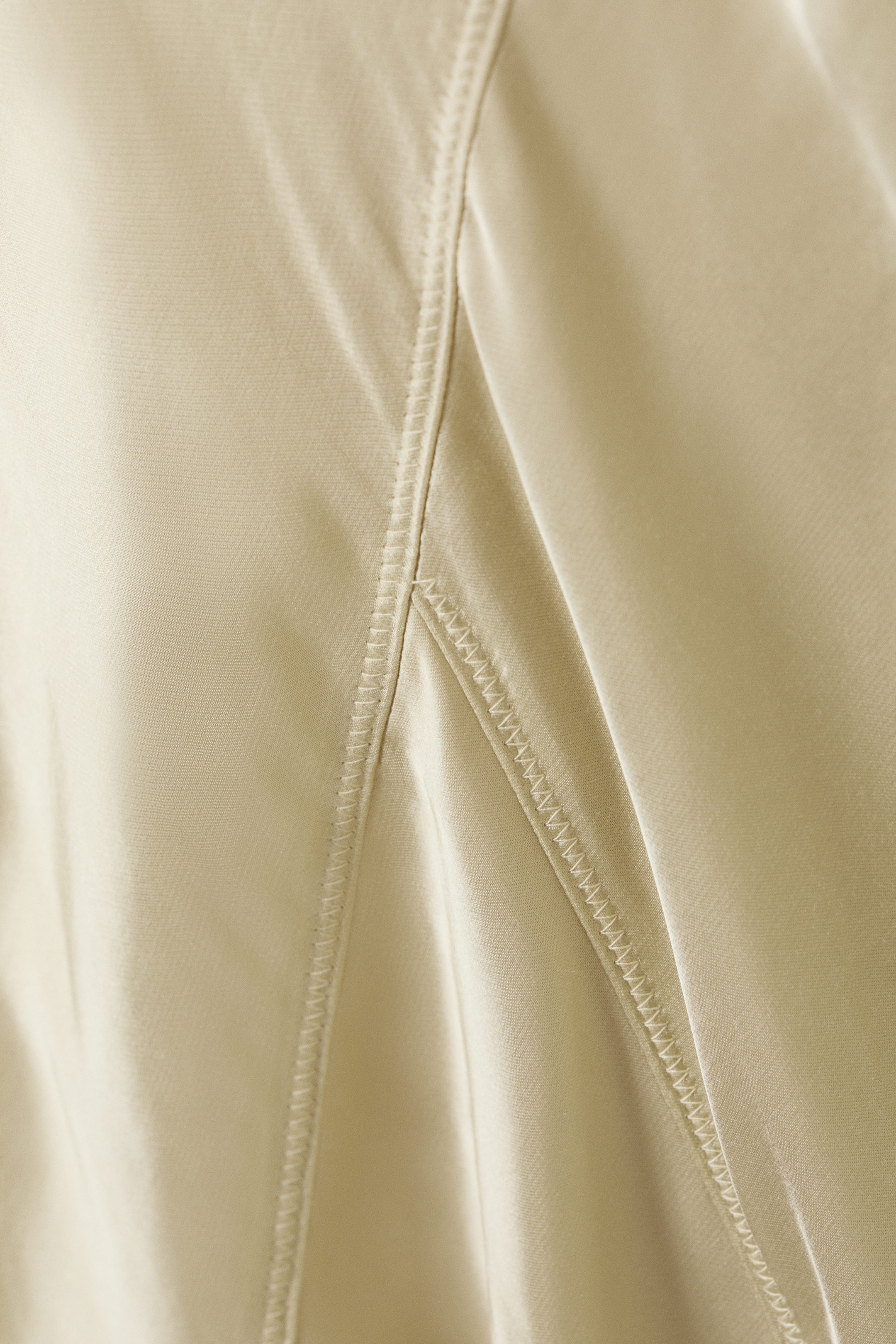 Light Dusty Beige - Low Rise Satin Midi Skirt - 5