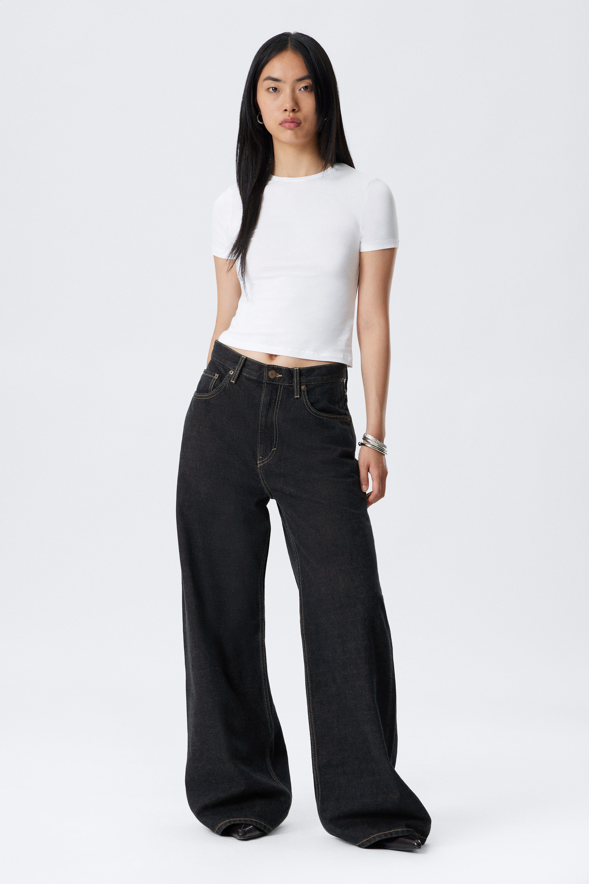 Emerald Rinse - Dark Blue - Solar Loose Wide Leg Unisex Jeans - 3