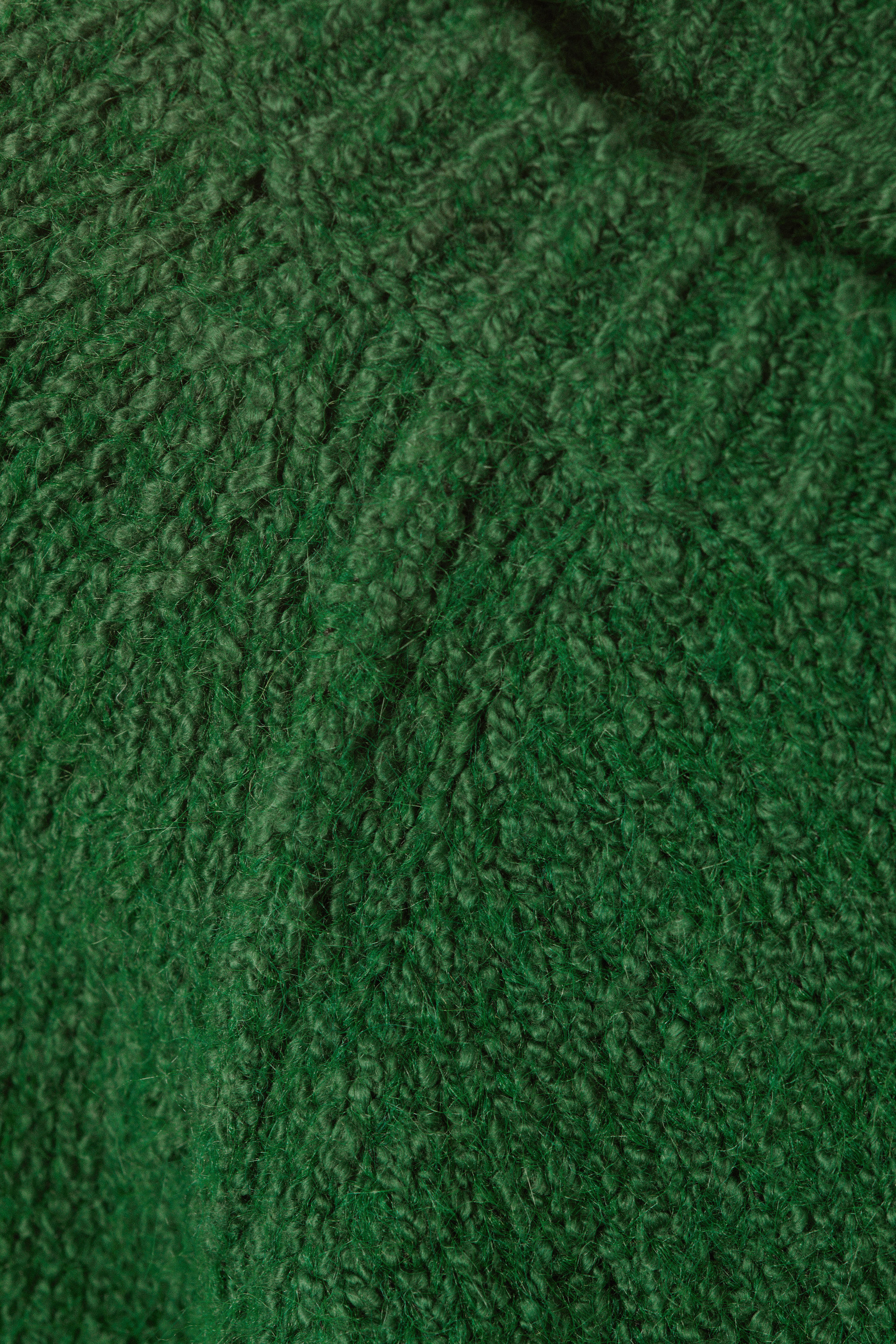 Dark Green - Loose Knitted Raglan Sweater - 4