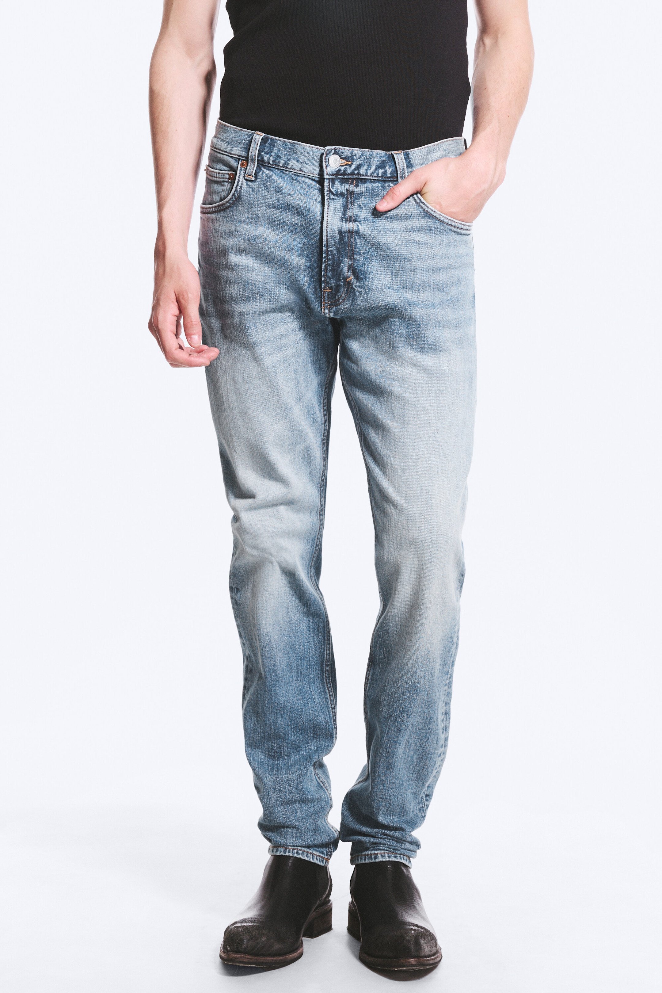 Blue Horses - Medium Blue - Orion Mid Rise Slim Fit Straight Jeans - 2