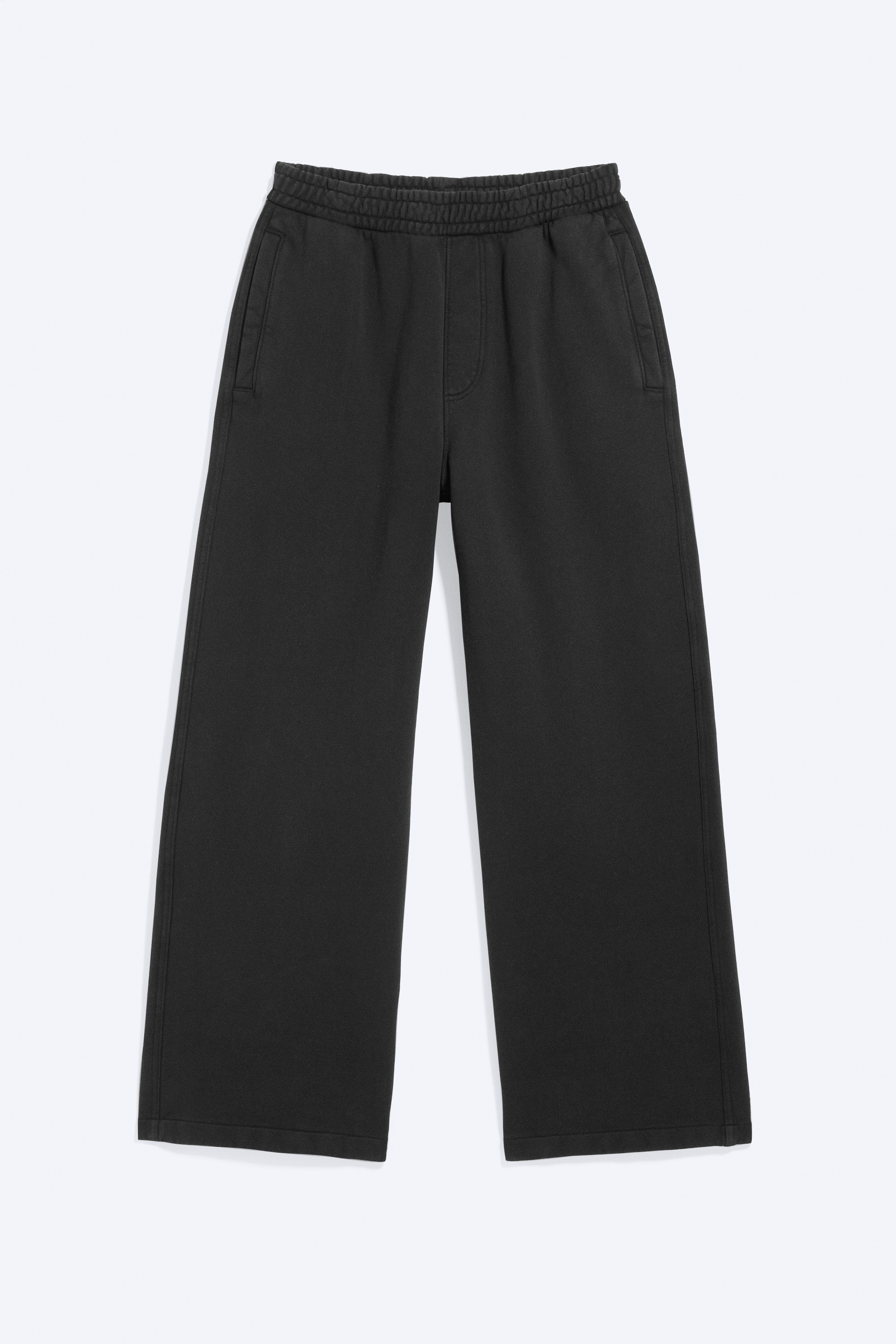 Pantaloni de trening largi din bumbac gros - Negru Uzat/Gri Închis Spălat