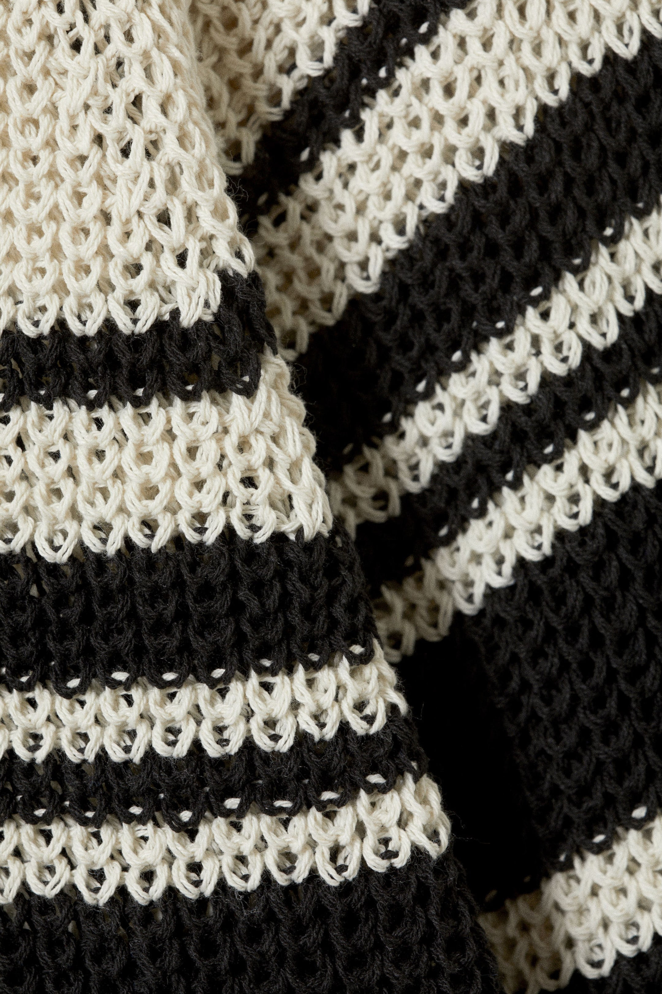 Striped Beige - Striped Knitted Raglan-Sleeved Sweater - 5