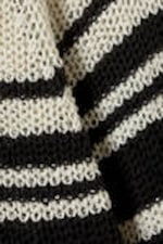 Striped Beige - Striped Knitted Raglan-Sleeved Sweater - 5