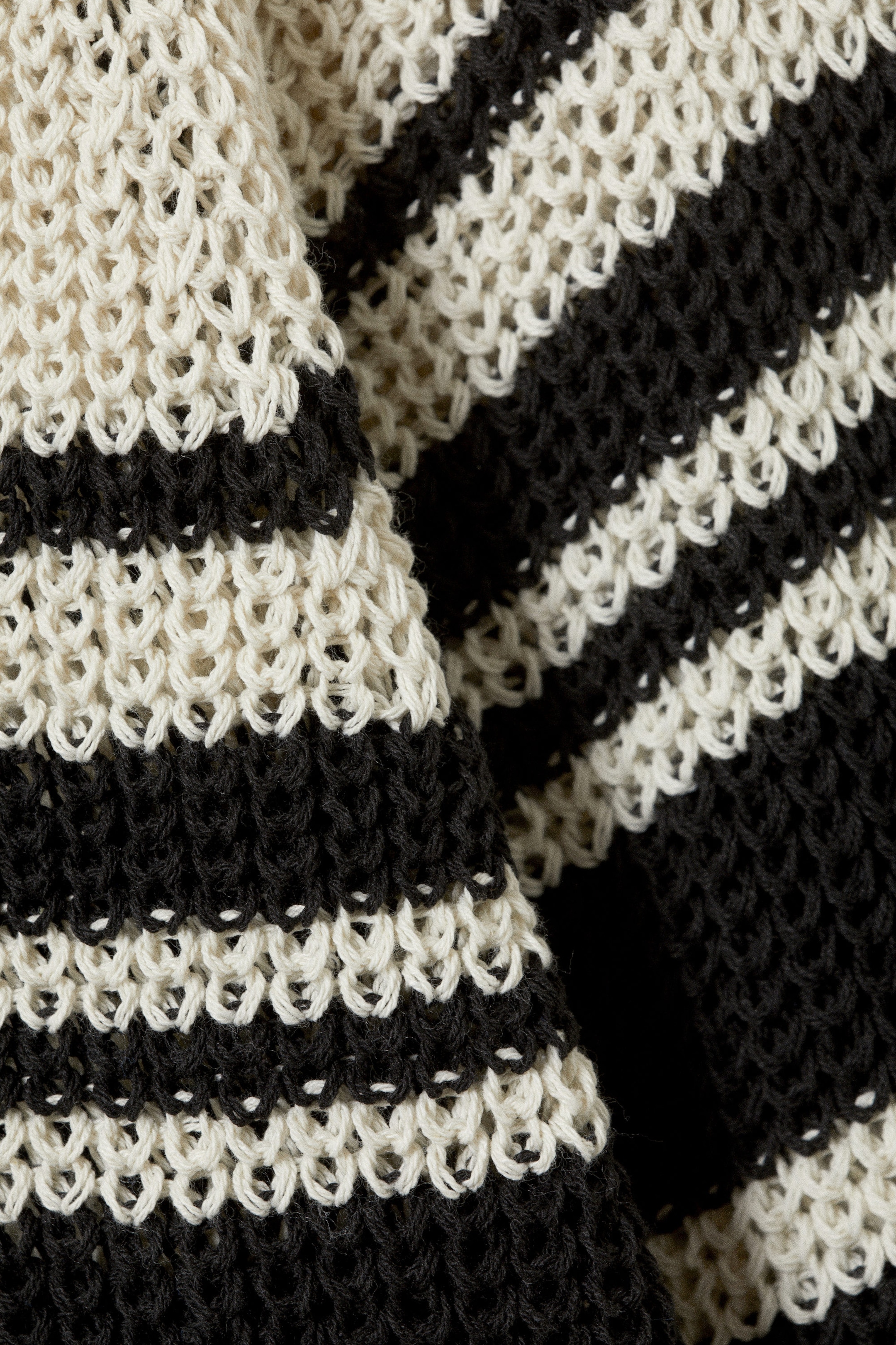 Striped Beige - Striped Knitted Raglan-Sleeved Sweater - 2