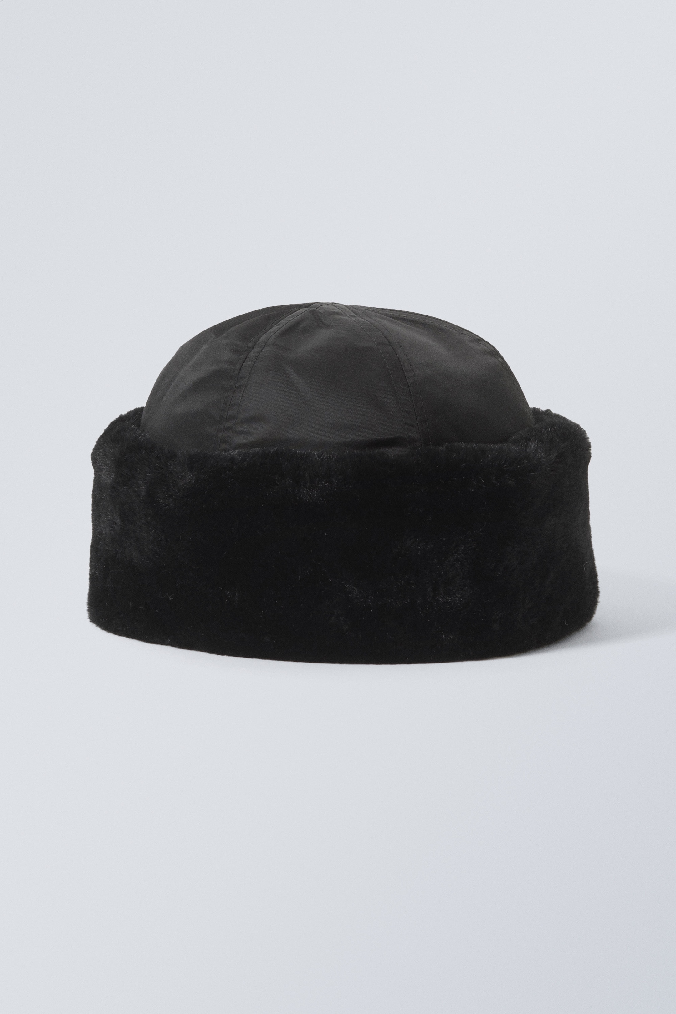 Black - Faux Fur Nylon Hat - 0