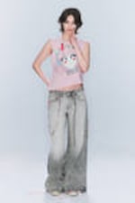Post Grey - Poser Regular Waist Loose Wide Jeans - 0
