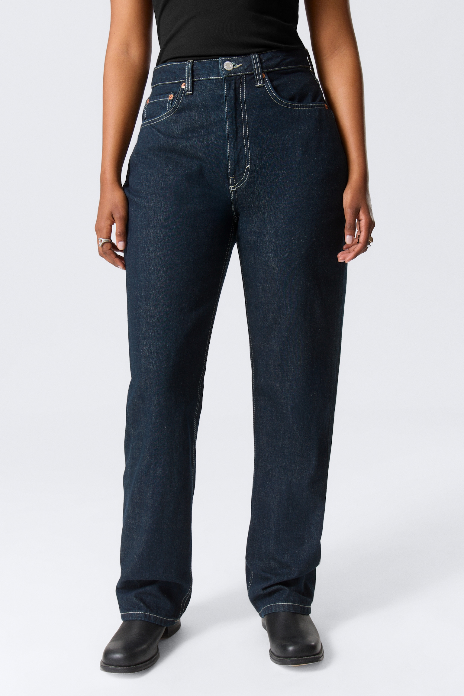 Resolute Curve High Waisted Regular Straight Jeans - Blue Rinse - Dark Blue/Second Blue - stredne modrá/Tuned Black - Black/90s Blue - Medium Blue - 4