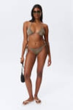 Staubiges Maulwurfsgrau - Gerafftes Neckholder-Bandeau-Bikinioberteil - 2