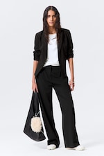 Svart - Avslappnade plisserade kostymbyxor - 0