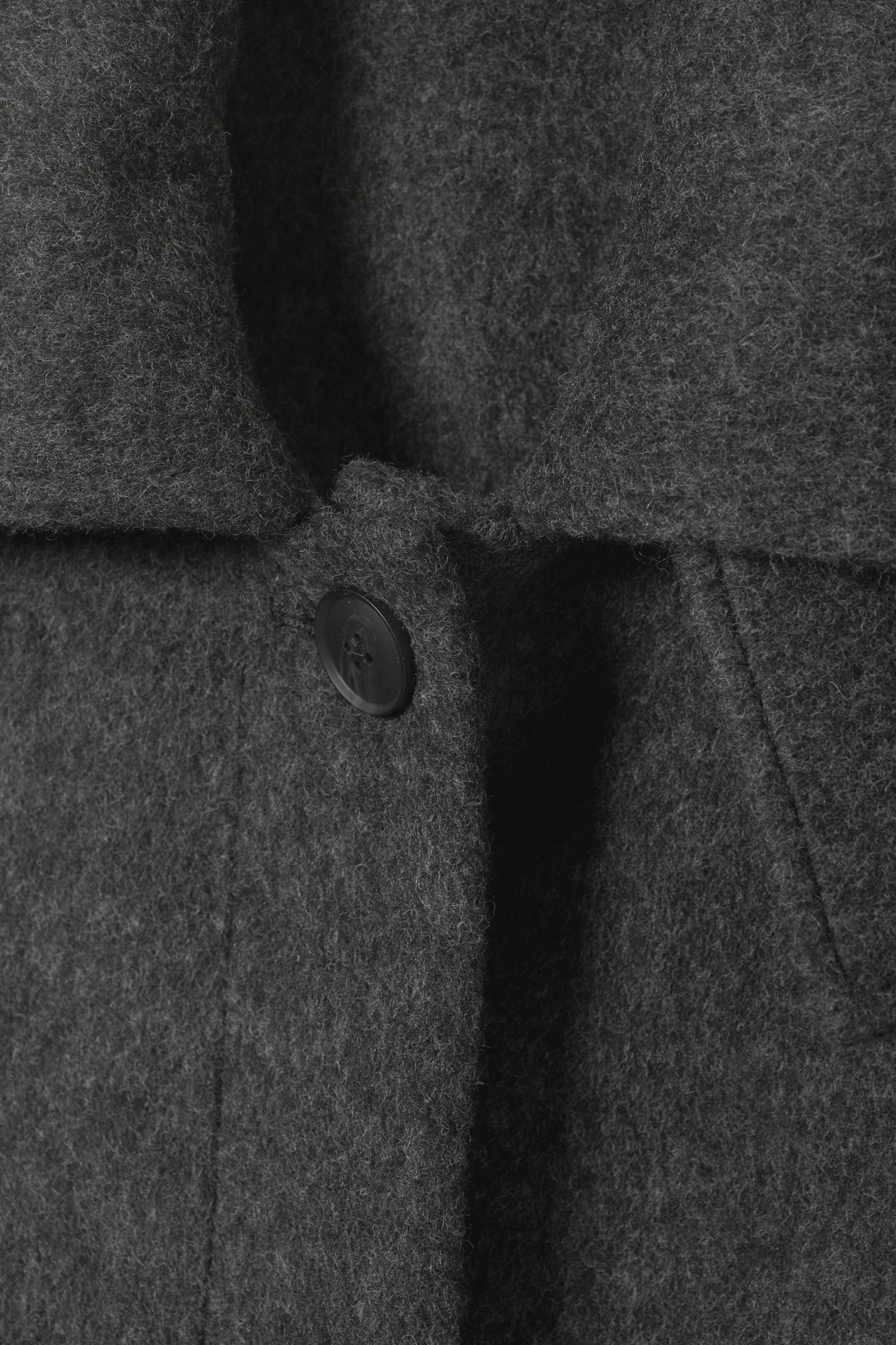 Se større billede: Lang lodden oversized frakke i uldblend - Meleret mørkegrå - DAME | H&M DK 2