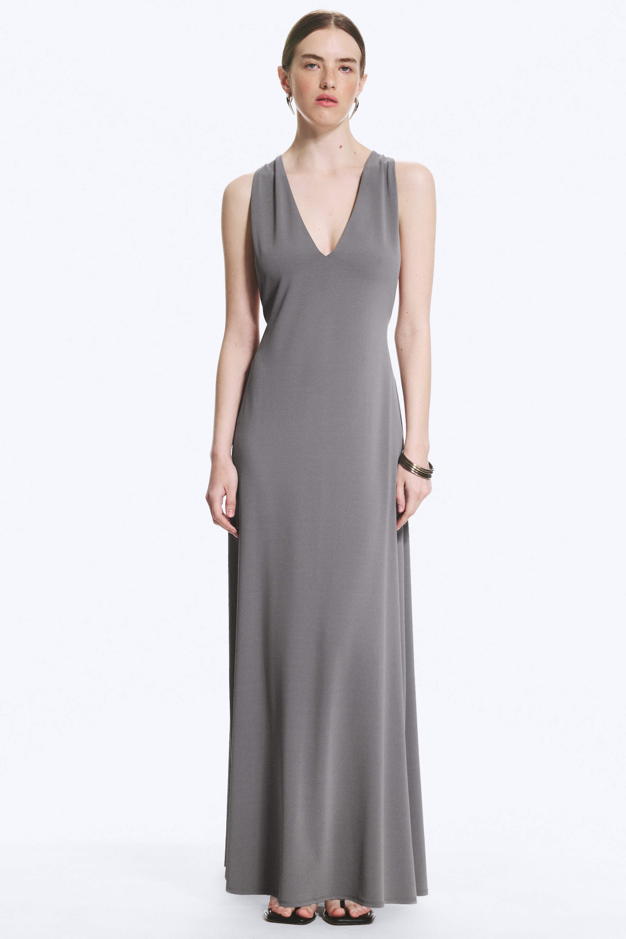 Dusty Grey - Gathered Maxi Dress - 1