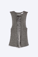 Dunkles Silber - Ärmelloses Metallic-Stricktop - 4