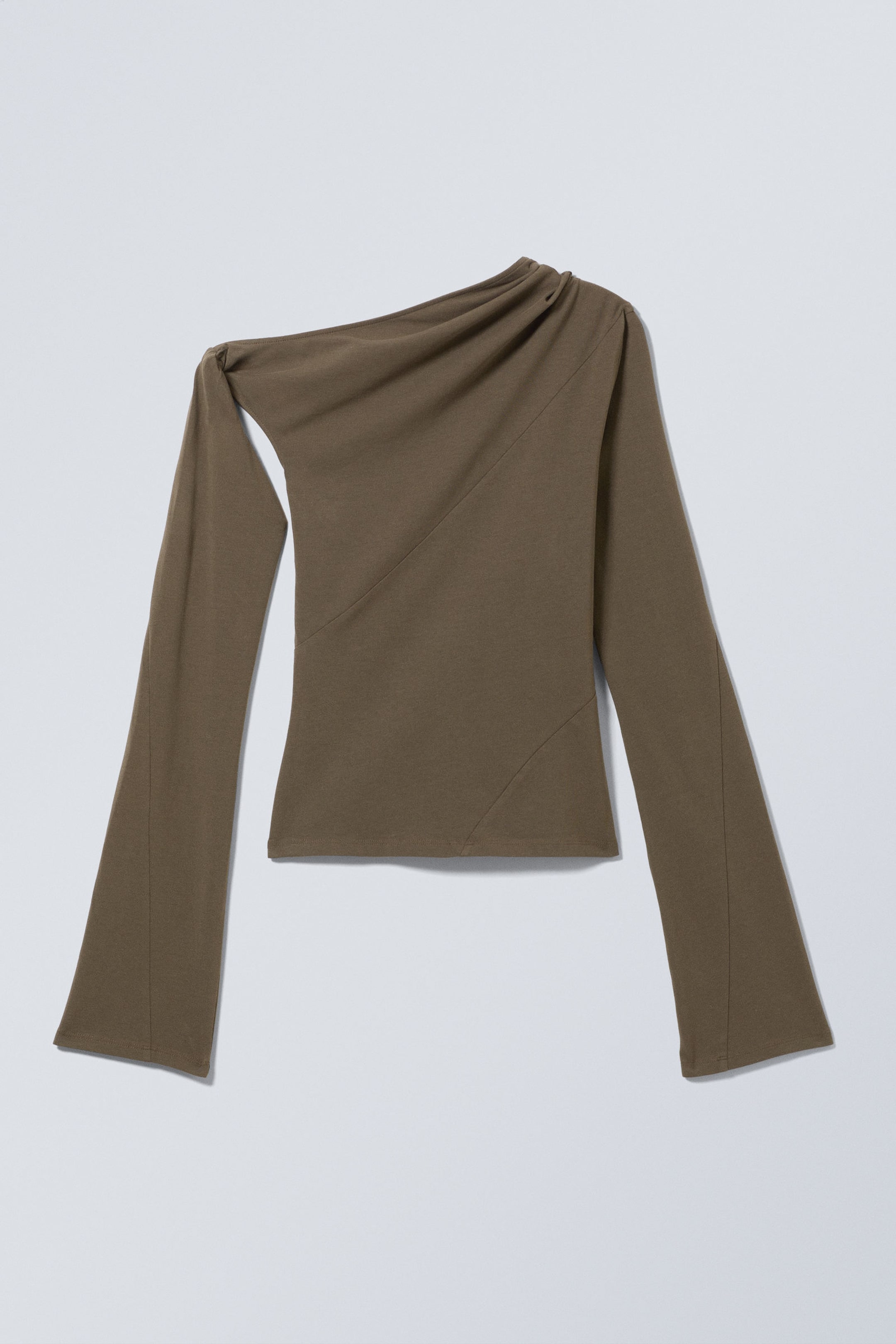 Dark Mole - Asymmetric Draped Long-Sleeved Top - 4