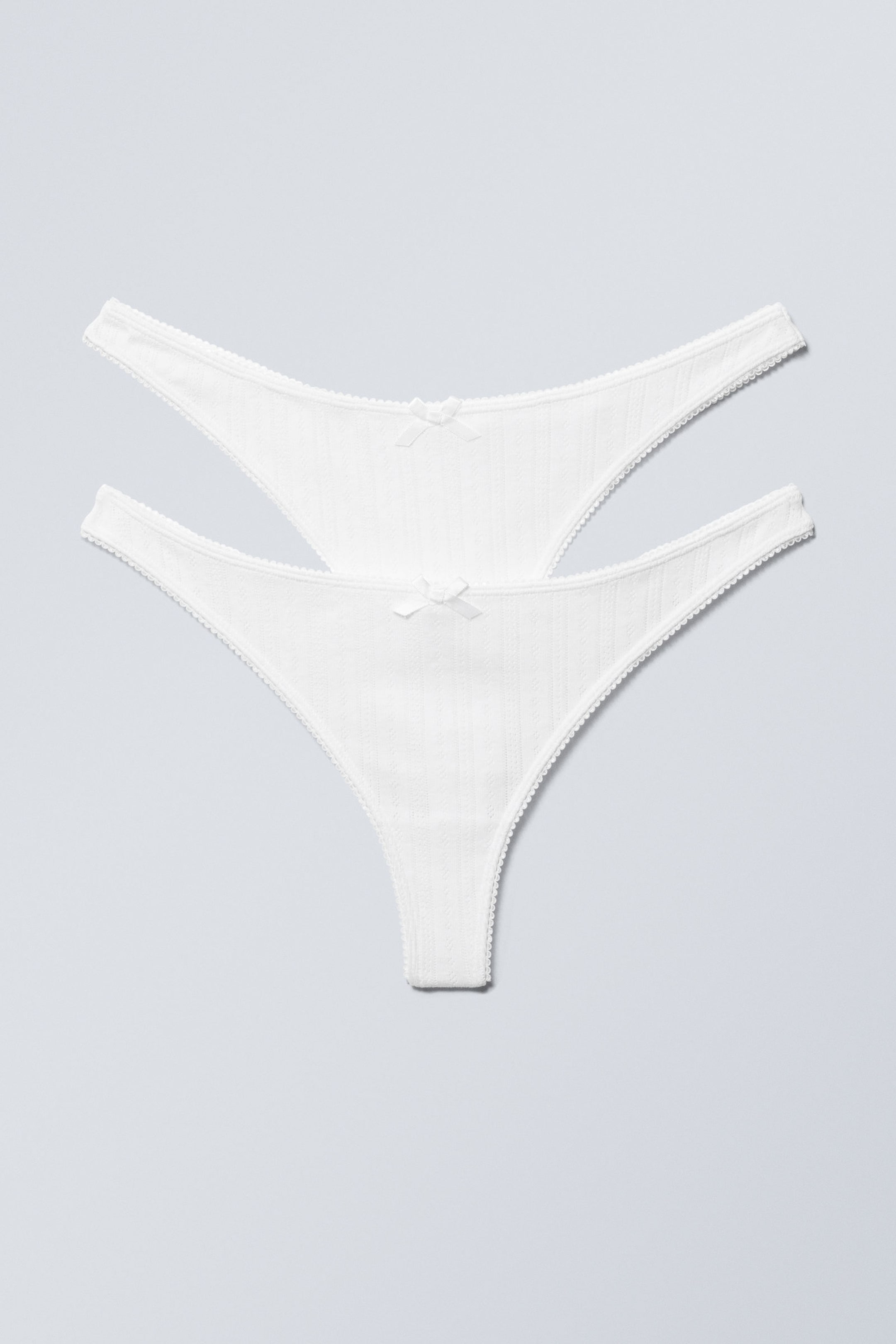 #FFFFFF - 2-pack Pointelle Stringtrosor - 1