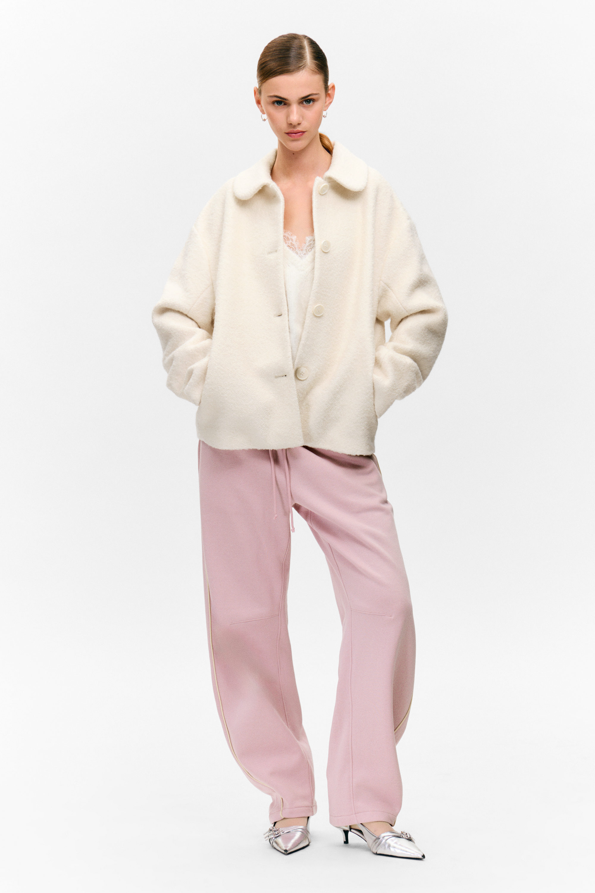Cremeweiß - Einreihige Jacke aus Wollmischung - 2