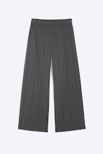 Grau meliert mit Streifen - Locker geschnittene Anzughose mit niedriger Taille - 4