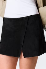 Schwarz - Mini-Wickelrock aus Wildleder - 3