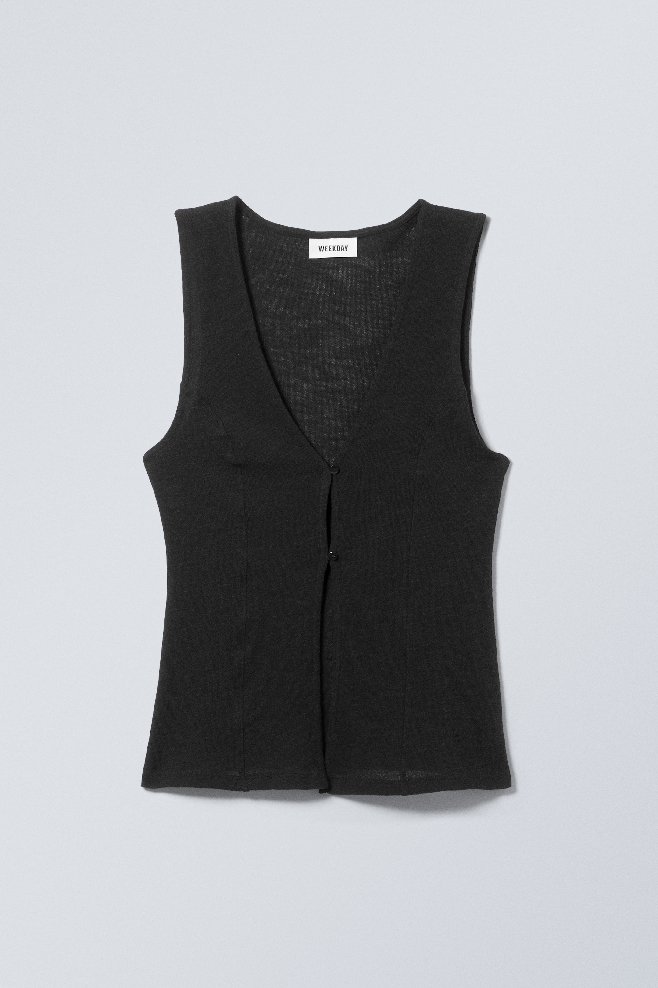 Ingrandisci l'immagine: Fitted Button Vest Top - Black - DONNA | H&M CH 1