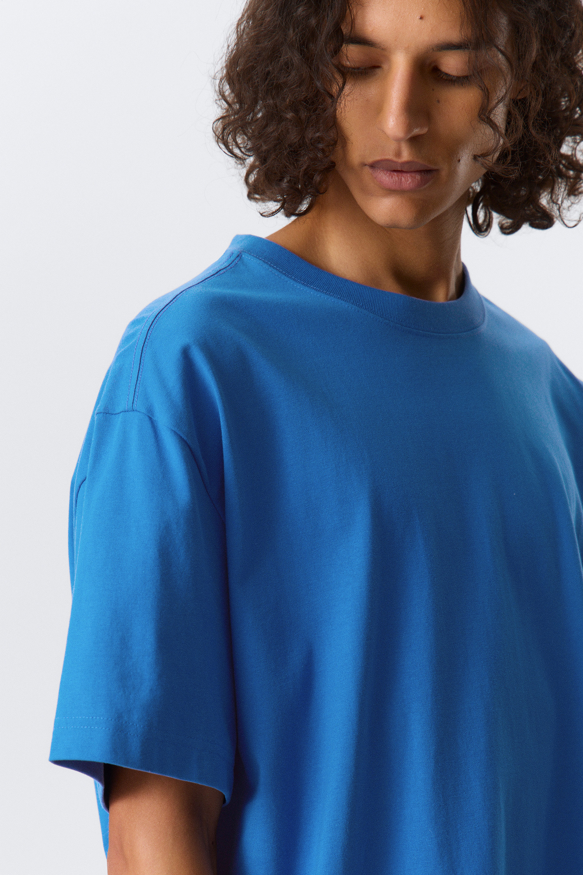 Helderblauw - Oversized, zwaar T-shirt - 2