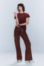 Verwaschenes Dunkelrot - CM x LB Boo Bootleg Washed Red Unisex Jeans - 7