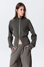 Gris foncé - Veste de survêtement ajustée en coton - 1