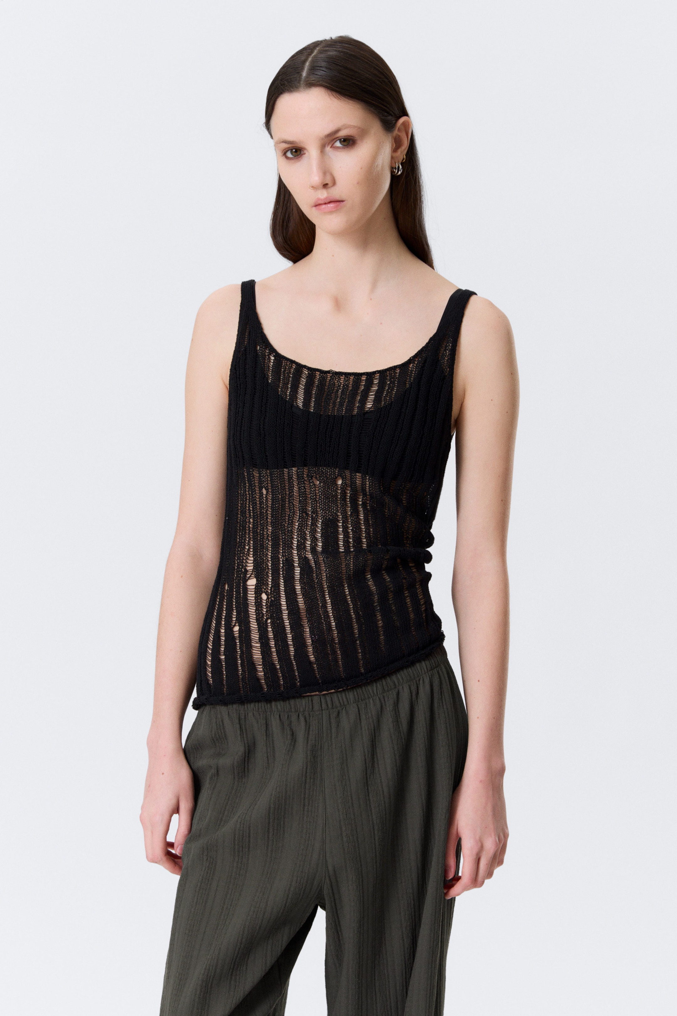 Noir - Débardeur en maille texturée - 1