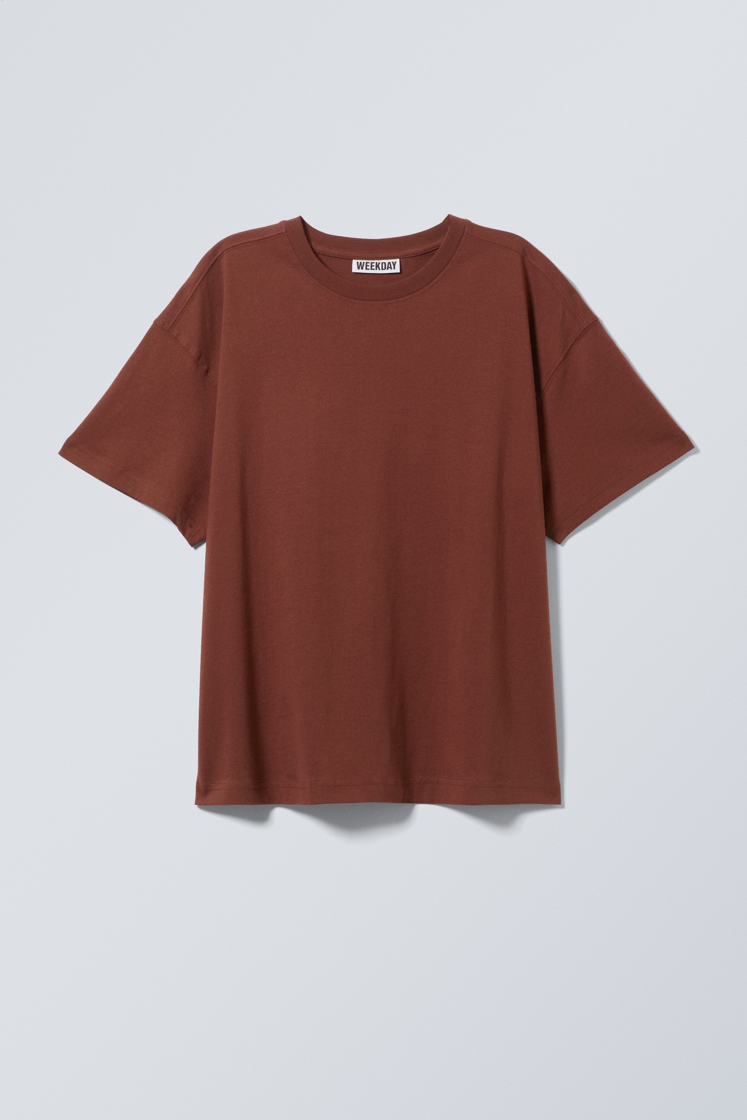 Relaxtes Boxy-T-Shirt aus Baumwolle - Rostbraun/Schwarz/Weiß gestreift/Dunkelgrau/Grau gestreift/Weiß/Marineblau