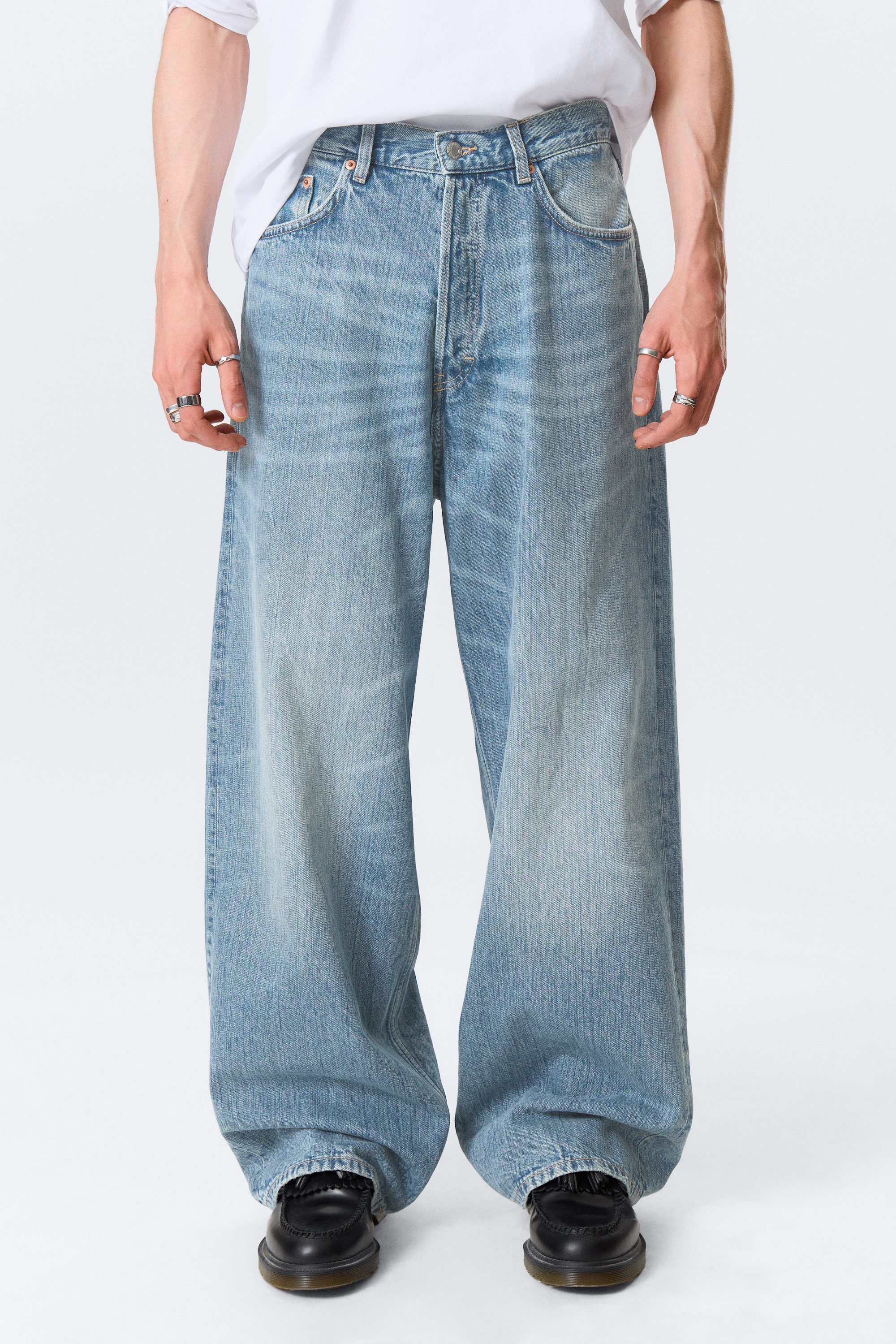 Blue Stream - Mellanblå - Astro Loose Baggy Leg Jeans - 2