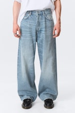 Blue Stream - Medium Blue - Astro Mid Rise Loose Baggy Leg Unisex Jeans - 1