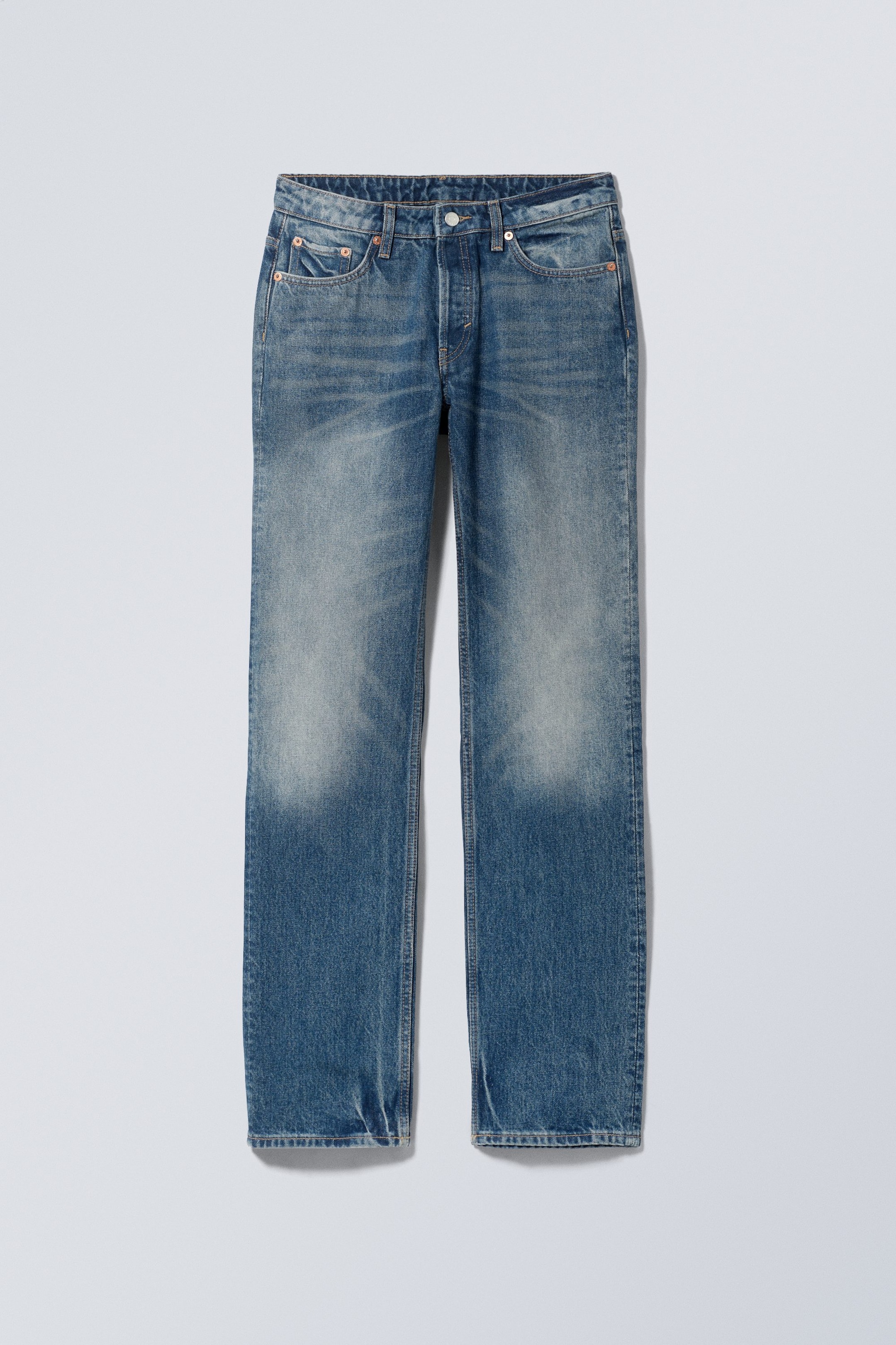Vintage-Blau - Pin Mid Waist Regular Straight Jeans - 1