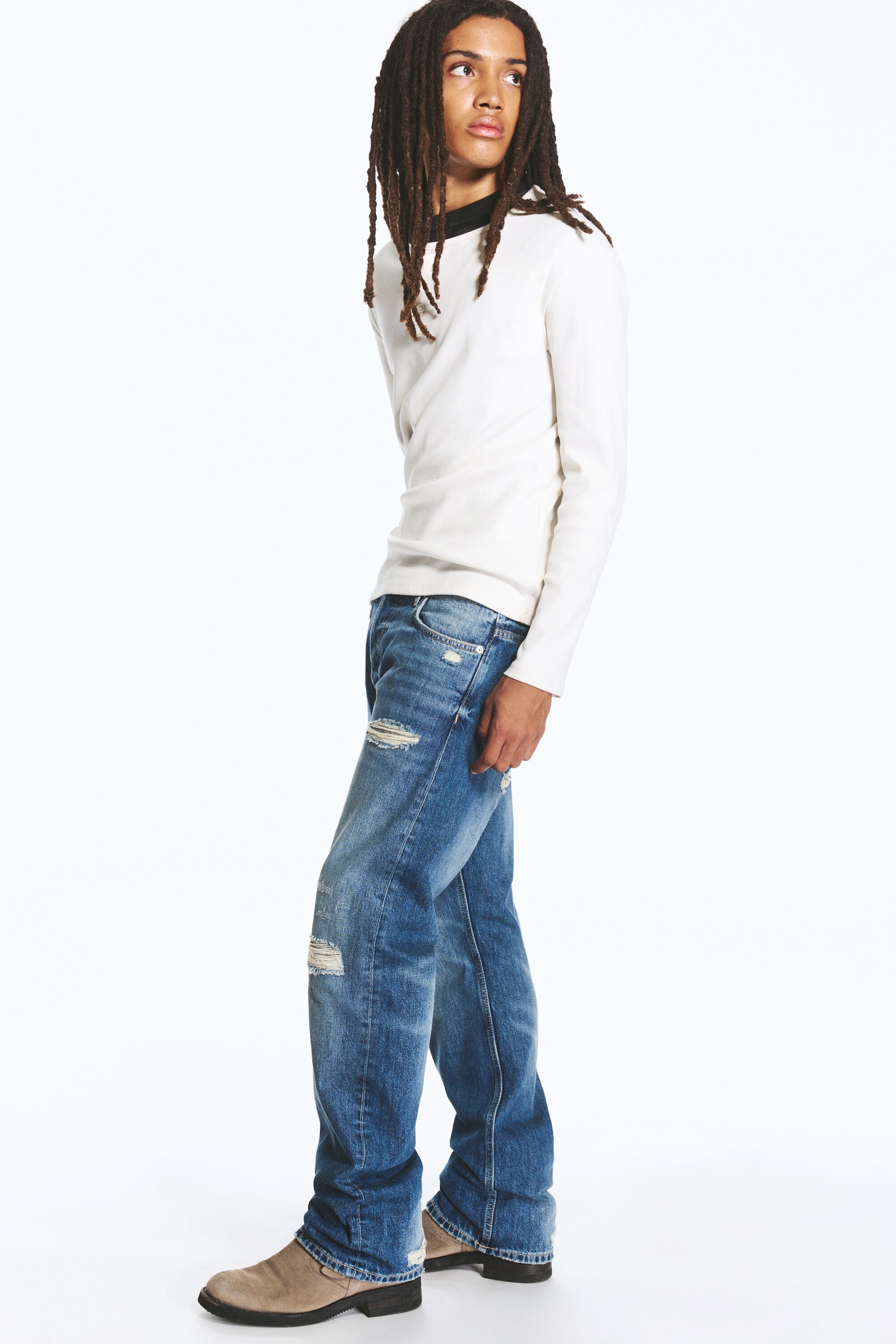 Blue Mist - SPACE MID RISE RELAXED STRAIGHT JEANS - 4