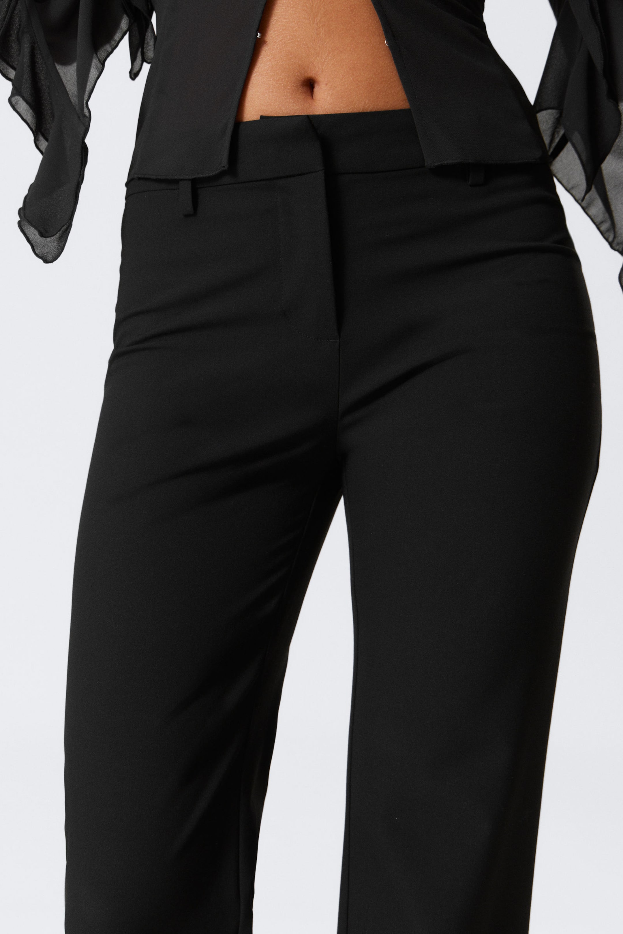 Black - Flared Suiting Trousers - 2