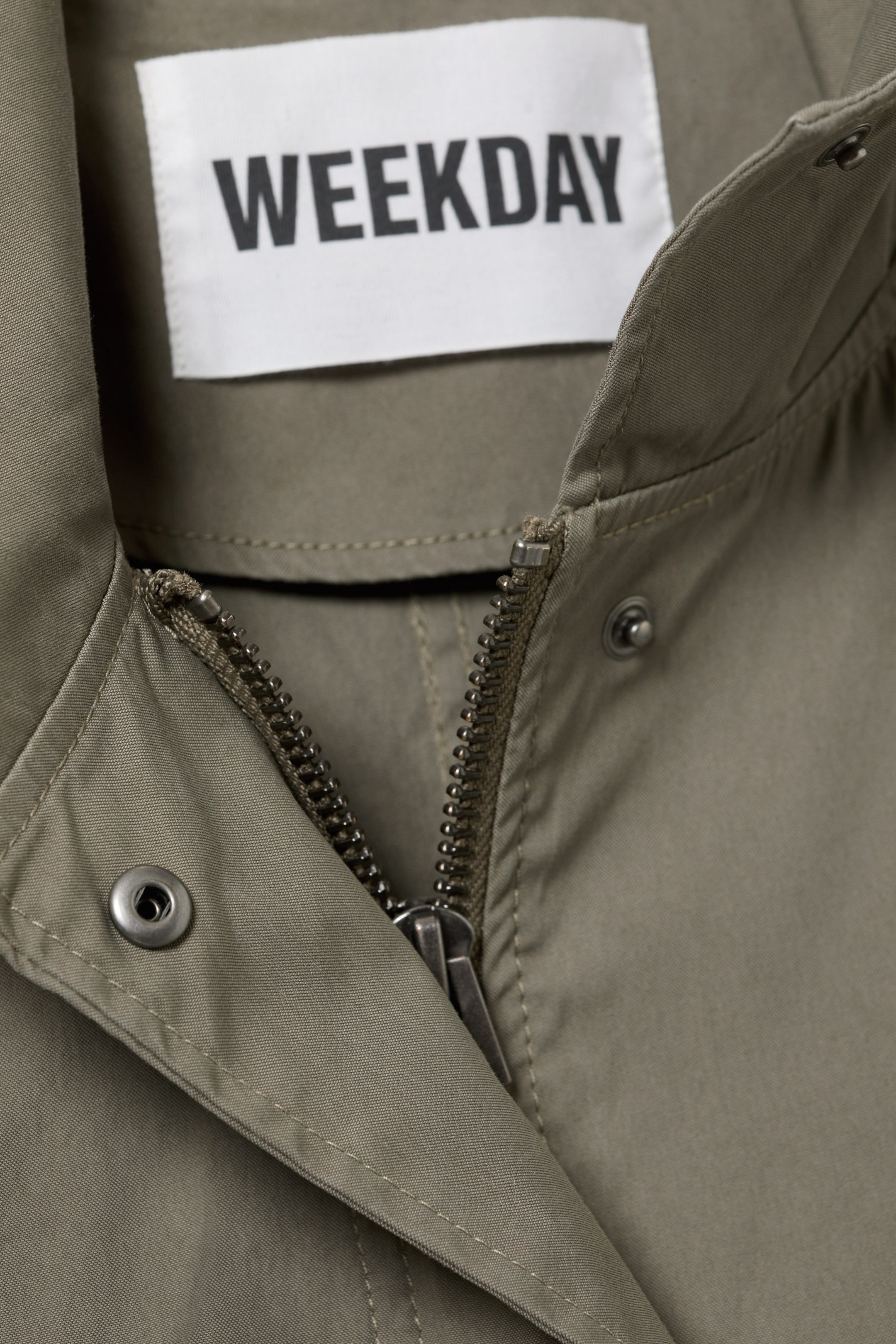 Khaki Green - Oversized Funnel-Neck Canvas Parka - 5