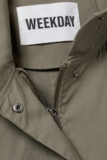 Khaki Green - Oversized Funnel-Neck Canvas Parka - 5
