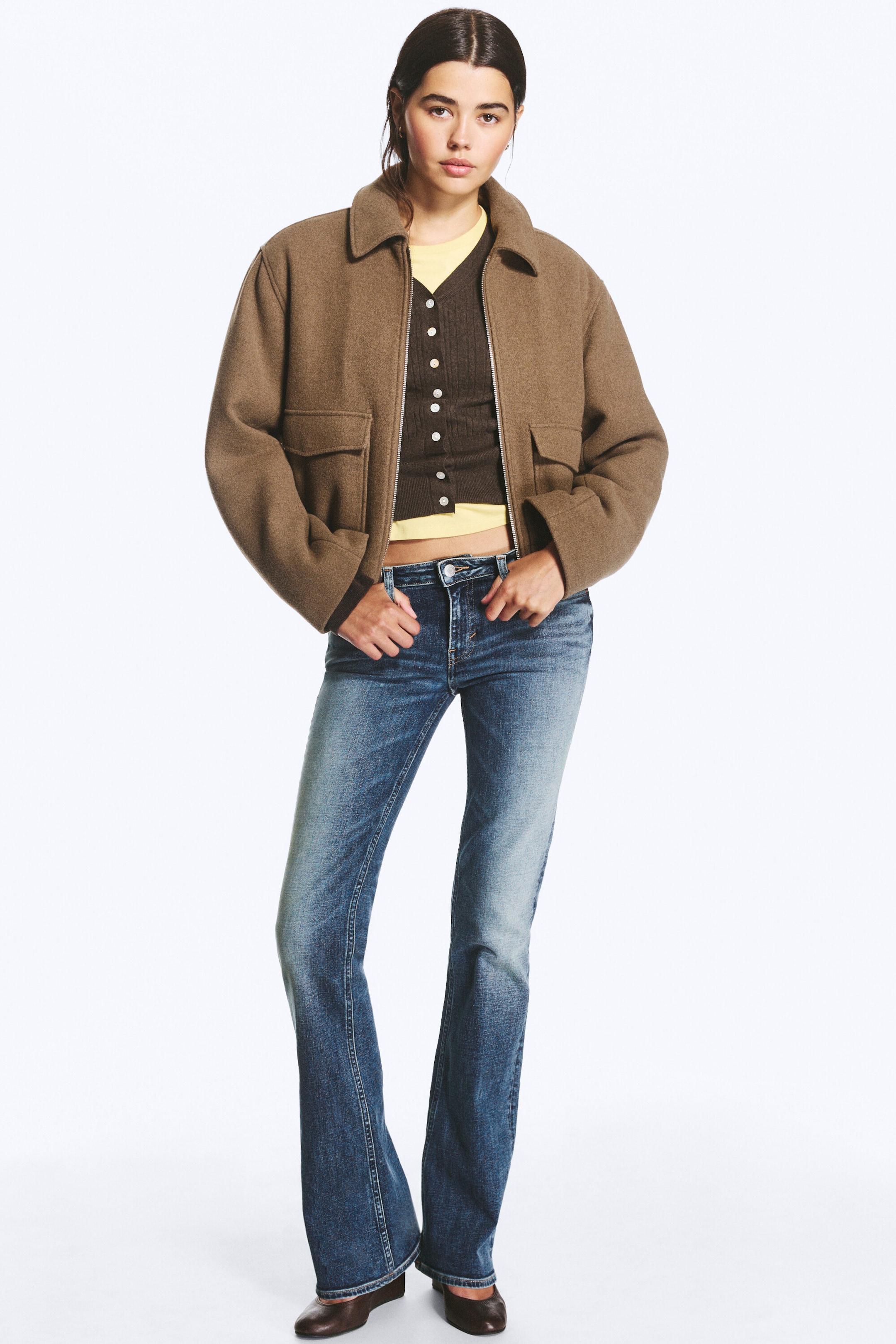 Mattes Braun - Kurze, kastige Zip-Jacke - 2