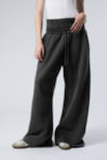 Black - Double-Layered Standard Sweatpants - 2