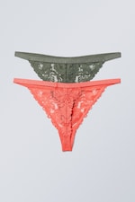 Coral khaki - 2-pack Gigi Lace Thong - 1