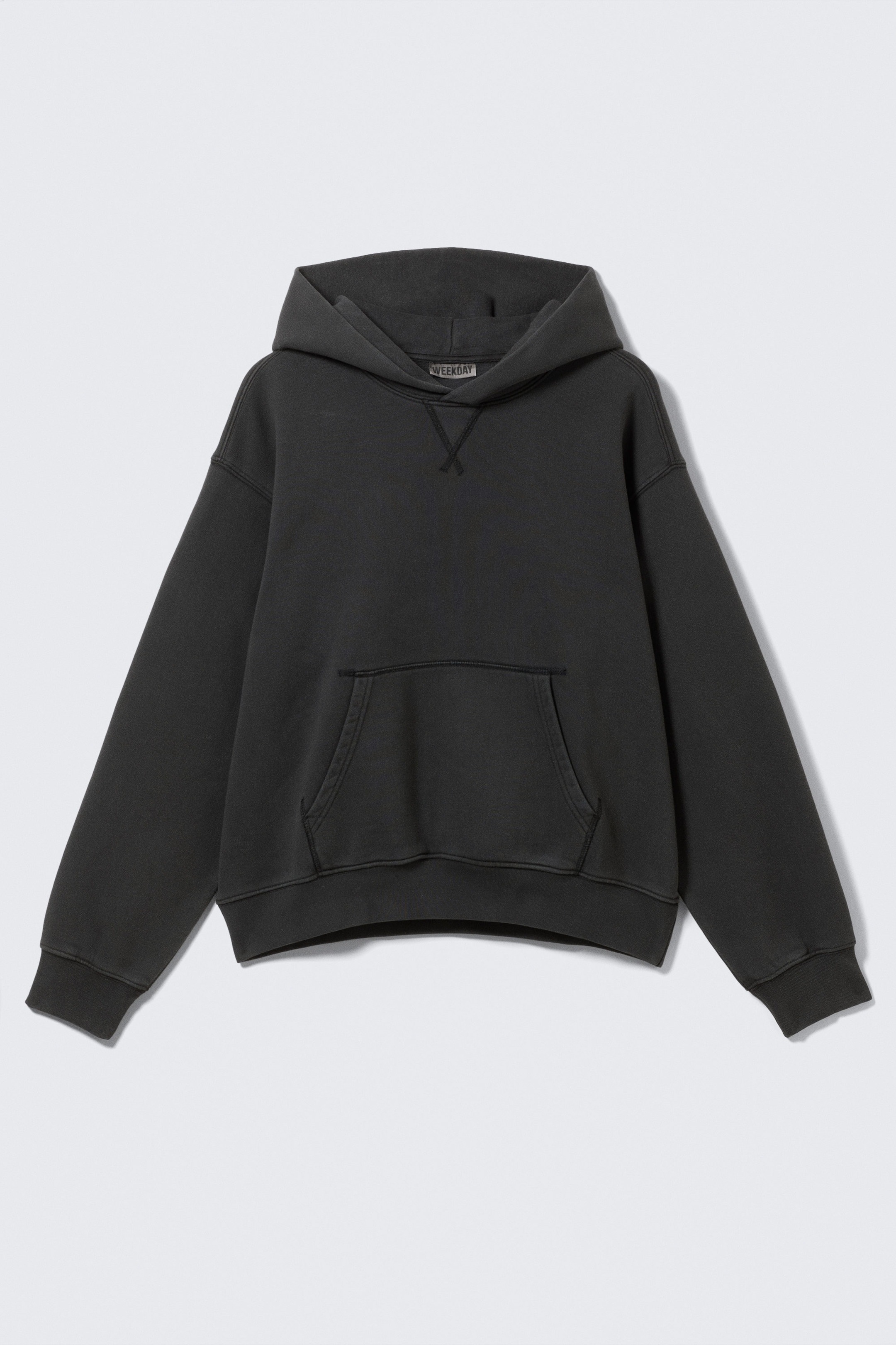 Washed Black - Boxy Cotton Fleece Hoodie - 3